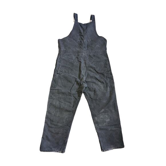 Vintage Carhartt Duck Zip Front Bib Overalls Black UNION Utility Quilted R04 BLK - Picture 2 of 10